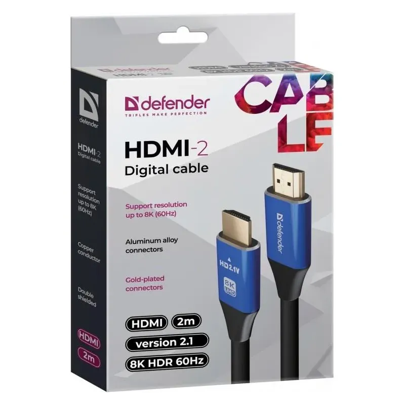 Kabel HDMI-HDMI Defender 2m v2.1 M/M | PartsPC.pl