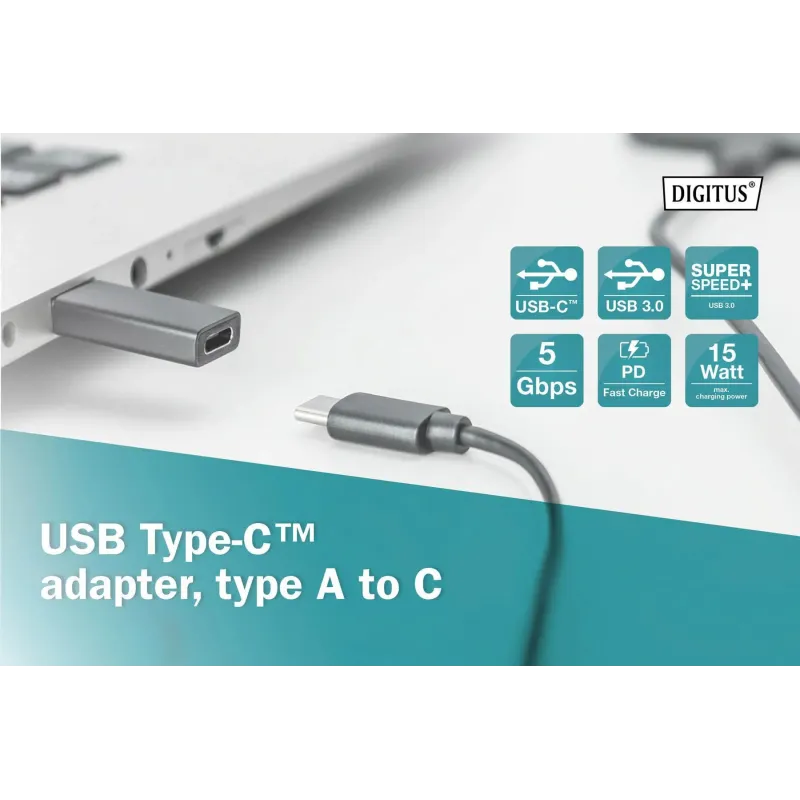 Adapter DIGITUS USB 3.0 HighSpeed Typ USB C/USB A M/Ż | PartsPC.pl