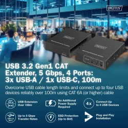 Przedłużacz/Extender DIGITUS USB 3.1 Gen1 po skrętce | PartsPC.pl