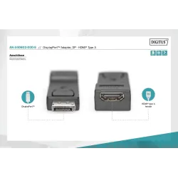 Adapter DIGITUS DisplayPort, DP-HDMI typA, M/Ż | PartsPC.pl