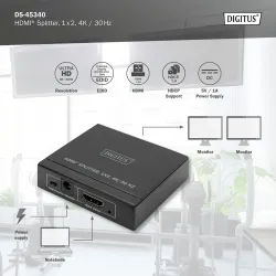 Rozdzielacz/Splitter HDMI DIGITUS 2-portowy 4K/30Hz EDID | PartsPC.pl