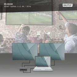 Rozdzielacz/Splitter HDMI DIGITUS 2-portowy 4K/30Hz EDID | PartsPC.pl