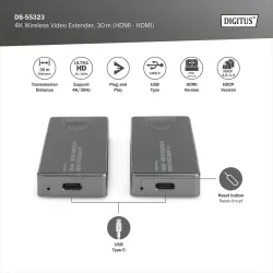 Przedłużacz/Extender DIGITUS HDMI bezprzewodowy 30m UHD | PartsPC.pl