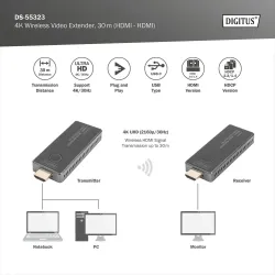 Przedłużacz/Extender DIGITUS HDMI bezprzewodowy 30m UHD | PartsPC.pl