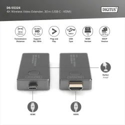 Przedłużacz/Extender DIGITUS USB-C - HDMI bezprzewodowy | PartsPC.pl