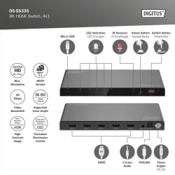 Przełącznik/Switch DIGITUS HDMI 4x1, 8K/60Hz (4:4:4) z | PartsPC.pl