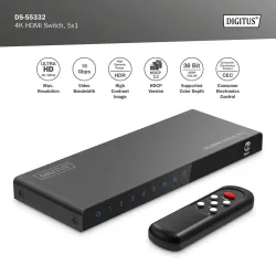 Przełącznik/Switch DIGITUS HDMI 5x1, 4K/60Hz UHD z HDR, | PartsPC.pl