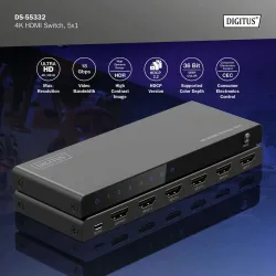 Przełącznik/Switch DIGITUS HDMI 5x1, 4K/60Hz UHD z HDR, | PartsPC.pl