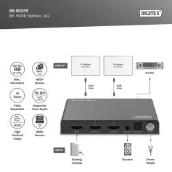 Rozdzielacz/Splitter DIGITUS HDMI 1x2, 8K/60Hz (4:4:4) z | PartsPC.pl
