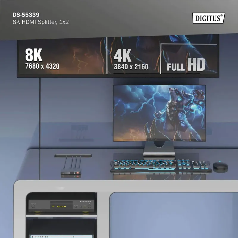 Rozdzielacz/Splitter DIGITUS HDMI 1x2, 8K/60Hz (4:4:4) z | PartsPC.pl