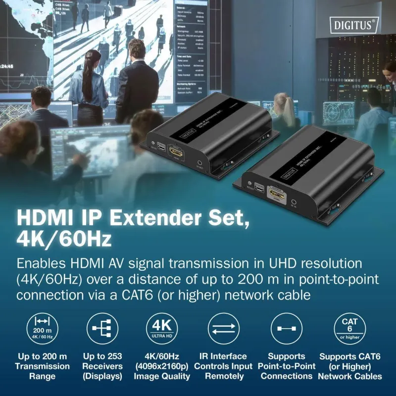 Przedłużacz/Extender DIGITUS HDMI 120/200m po kat.6 | PartsPC.pl