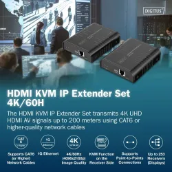Przedłużacz/Extender DIGITUS KVM HDMI+USB 2.0 do | PartsPC.pl