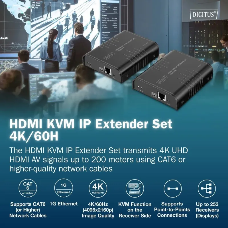 Przedłużacz/Extender DIGITUS KVM HDMI+USB 2.0 do | PartsPC.pl