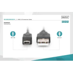 Kabel USB DIGITUS 2.0 A/M - mini B/M, 1m czarny | PartsPC.pl