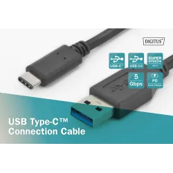 Kabel USB 3.0 DIGITUS SuperSpeed Typ USB A/USB C M/M | PartsPC.pl