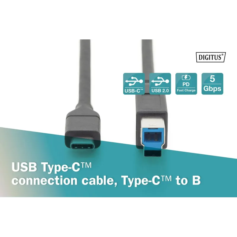 Kabel DIGITUS USB 3.0 SuperSpeed 5Gbps Typ USB C/B M/M | PartsPC.pl