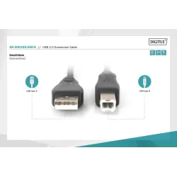 Kabel drukarkowy USB DIGITUS 2.0 A/M - USB B /M 5m czarny | PartsPC.pl