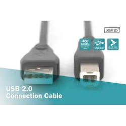 Kabel drukarkowy USB DIGITUS 2.0 A/M - USB B /M 5m czarny | PartsPC.pl
