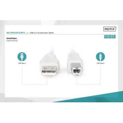 Kabel drukarkowy DIGITUS USB 2.0 A/M - B/M, 3m beżowy | PartsPC.pl