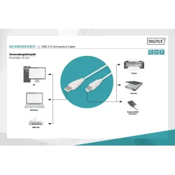 Kabel drukarkowy DIGITUS USB 2.0 A/M - B/M, 3m beżowy | PartsPC.pl
