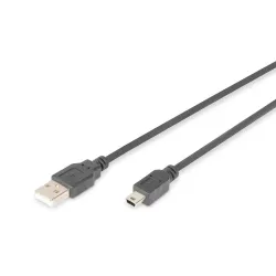 Kabel USB DIGITUS 2.0 A/M - mini B/M, 1,8m czarny | PartsPC.pl