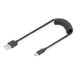 Kabel USB 2.0 DIGITUS spiralny USB A/USB C, PD 60W, | PartsPC.pl