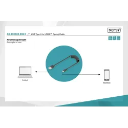 Kabel USB 2.0 DIGITUS spiralny USB A/USB C, PD 60W, | PartsPC.pl