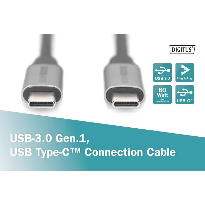 Kabel USB 3.0 DIGITUS PREMIUM 60W/5Gbps Typ USB C/USB C | PartsPC.pl