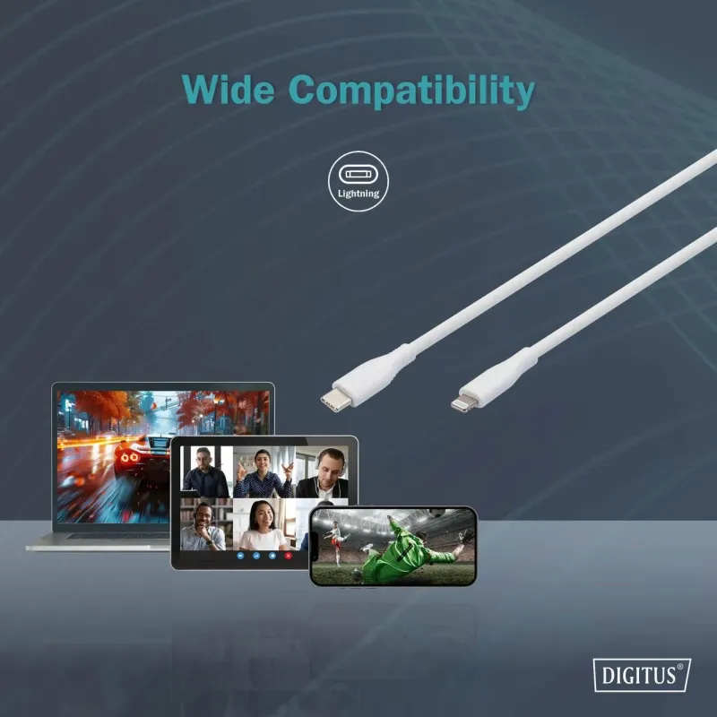 Kabel zasilający DIGITUS silikonowy USB-C - Lightning, | PartsPC.pl