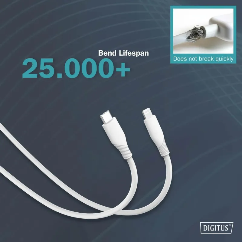 Kabel zasilający DIGITUS silikonowy USB-C - Lightning, | PartsPC.pl