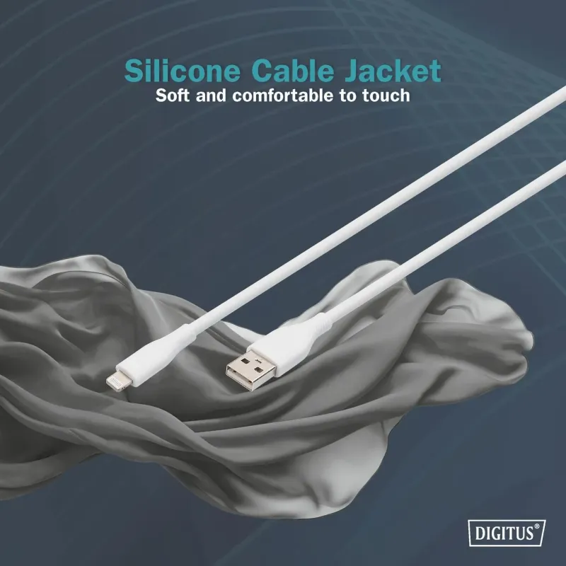 Kabel zasilający DIGITUS silikonowy USB-A - Lightning, | PartsPC.pl