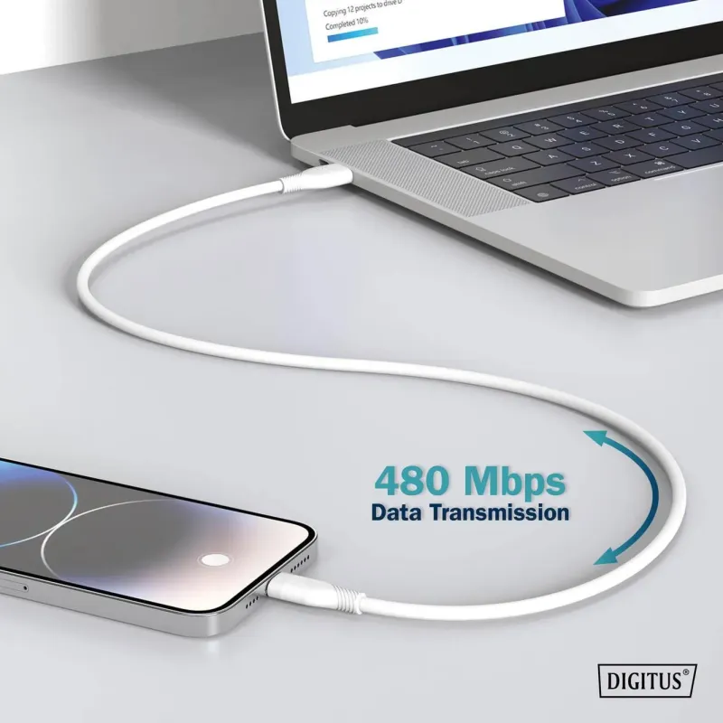 Kabel zasilający DIGITUS silikonowy USB-C - USB-C, USB | PartsPC.pl