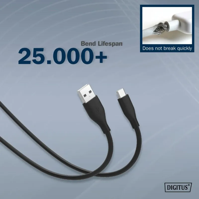 Kabel zasilający DIGITUS silikonowy USB-A - USB-C, USB | PartsPC.pl