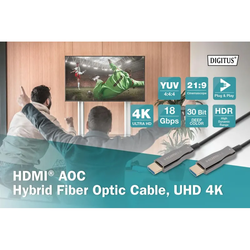 Kabel DIGITUS połączeniowy hybrydowy AOC HDMI 2.0 | PartsPC.pl