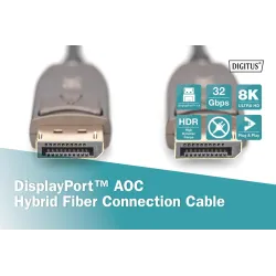 Kabel DIGITUS połączeniowy hybrydowy AOC DisplayPort 1.4 | PartsPC.pl