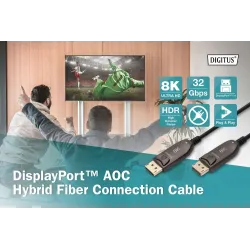 Kabel DIGITUS połączeniowy hybrydowy AOC DisplayPort 1.4 | PartsPC.pl