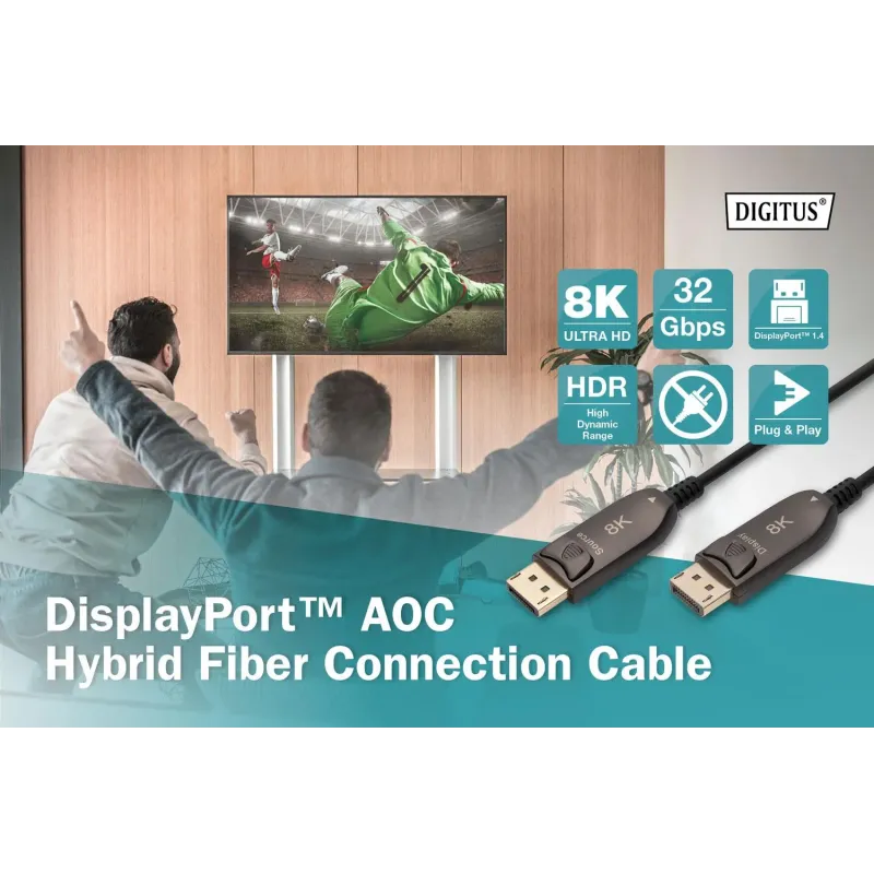 Kabel DIGITUS połączeniowy hybrydowy AOC DisplayPort 1.4 | PartsPC.pl
