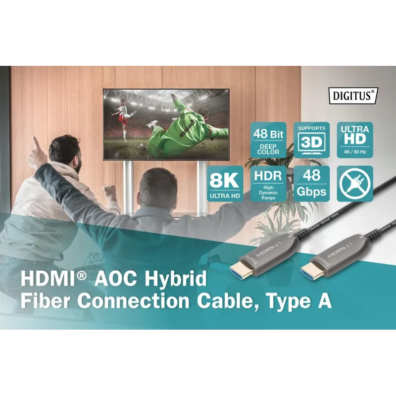 Kabel DIGITUS połączeniowy hybrydowy AOC HDMI 2.1 Ultra | PartsPC.pl