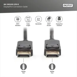 Kabel DisplayPort DIGITUS z zatrzaskami 1080p 60Hz FHD | PartsPC.pl
