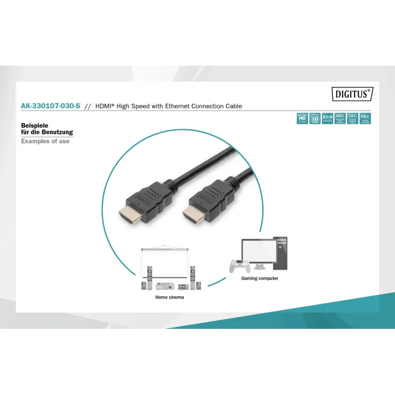Kabel DIGITUS połączeniowy HDMI 2.0 Premium High Speed | PartsPC.pl