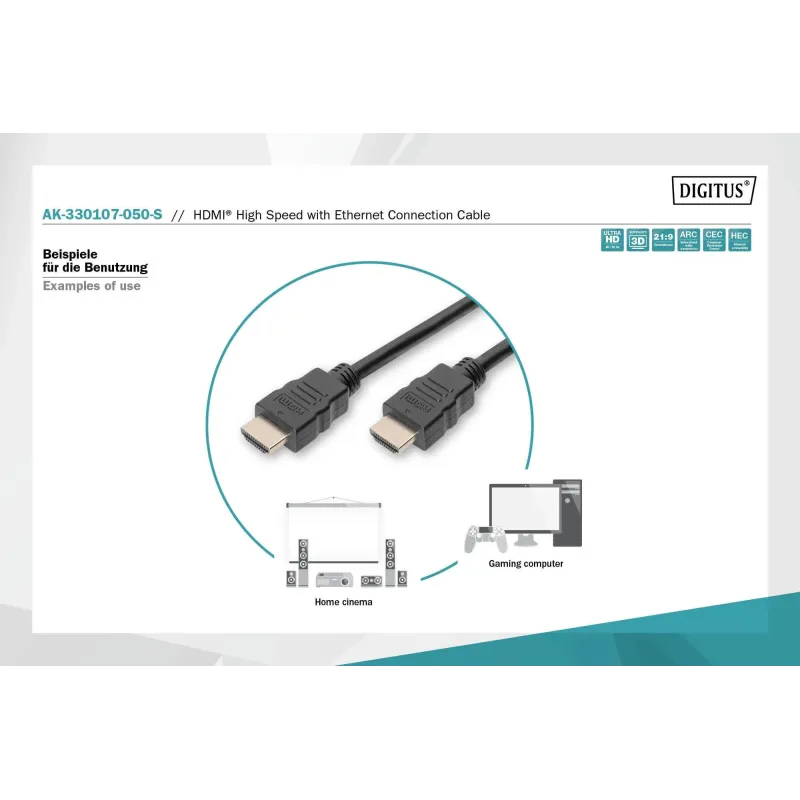 Kabel DIGITUS połączeniowy HDMI 1.4 High Speed Ethernet | PartsPC.pl
