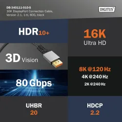 Kabel połączeniowy DIGITUS PREMIUM DisplayPort 2.1 | PartsPC.pl