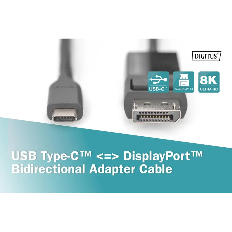 Kabel adapter DIGITUS 8K 30Hz USB Typ C/DisplayPort... | PartsPC.pl