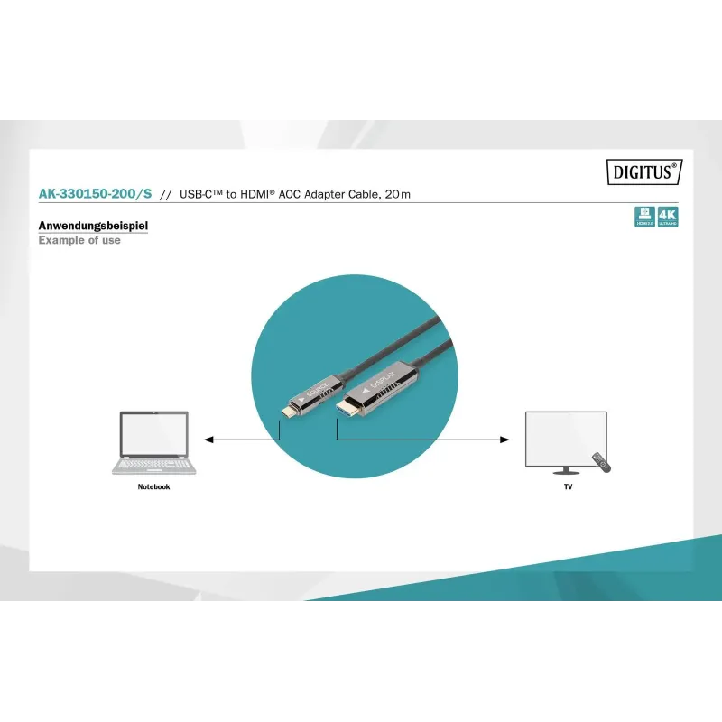 Kabel adapter DIGITUS hybrydowy AOC USB Typ C na HDMI 4K | PartsPC.pl