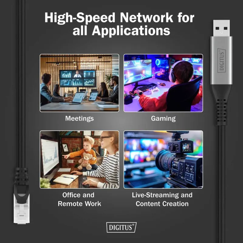 Kabel adapter DIGITUS USB-A – RJ45 Kat. 6A S/FTP, 1... | PartsPC.pl