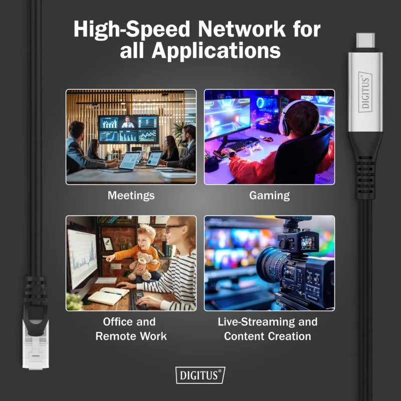 Kabel adapter DIGITUS USB-C – RJ45 Kat. 6A S/FTP, 1... | PartsPC.pl