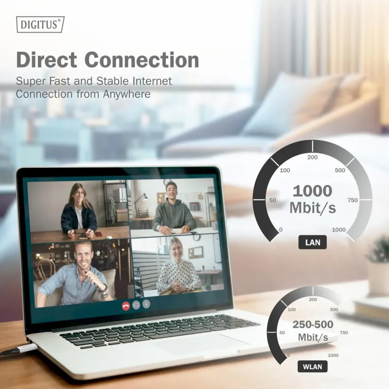 Kabel adapter DIGITUS USB-C – RJ45 Kat. 6A S/FTP, 1 | PartsPC.pl