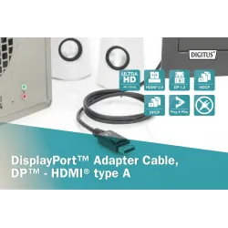 Kabel adapter DIGITUS DisplayPort 1.2 4K 60Hz UHD Typ | PartsPC.pl