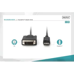 Kabel adapter DIGITUS DisplayPort z zatrzaskiem 1080p | PartsPC.pl