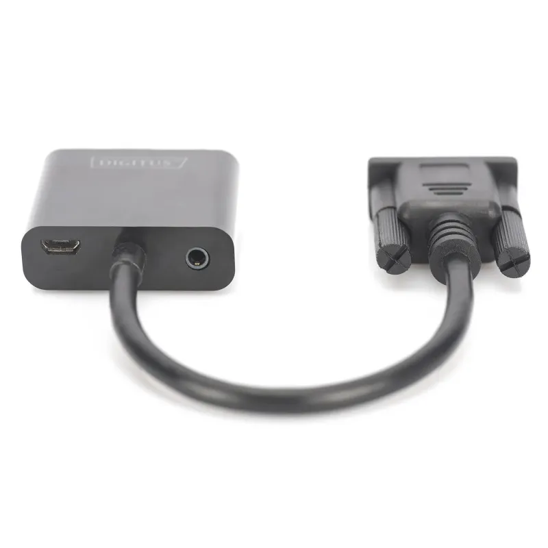 Kabel adapter DIGITUS VGA do HDMI 1080p FHD audio 3.5mm | PartsPC.pl